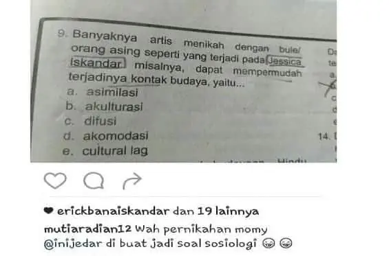 Nama Jessica Iskandar Dicatut Jadi Soal Ujian Sekolah